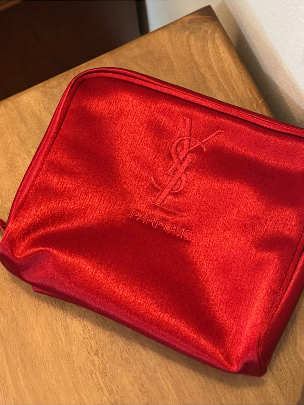 YSL Red Satin Cosmetic Pouch - Picture 5 of 5